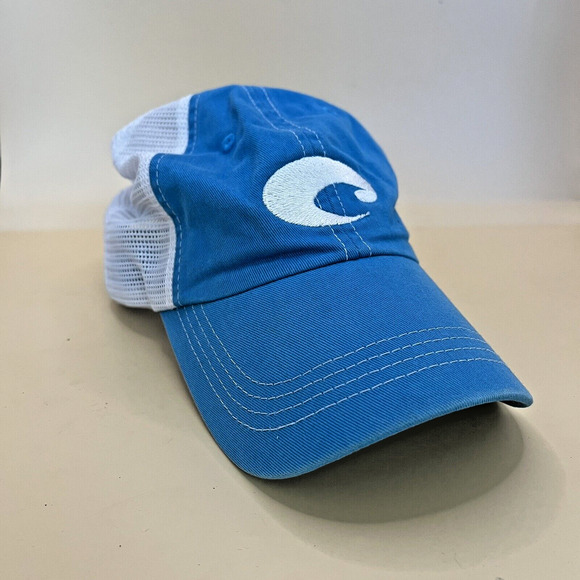 Costa Del Mar Mesh Trucker Adjustable Hat Cap Fish Outdoors Men Women Blue White - Picture 1 of 5